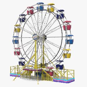 Small Town Carnival Ferris Wheel Rigged 3D
